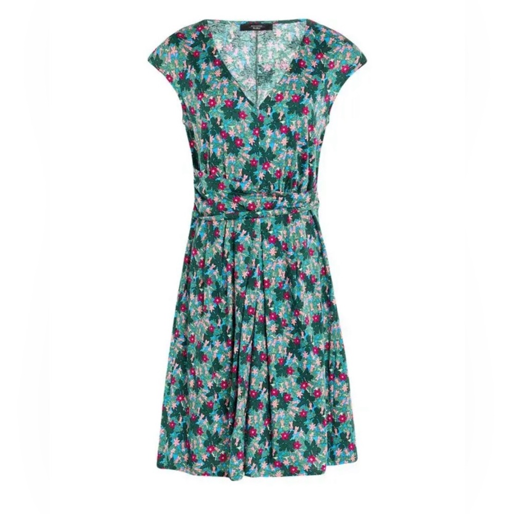 Weekend Max Mara Vicino Mini Dress Green Pink Floral Print Dress Size Large New